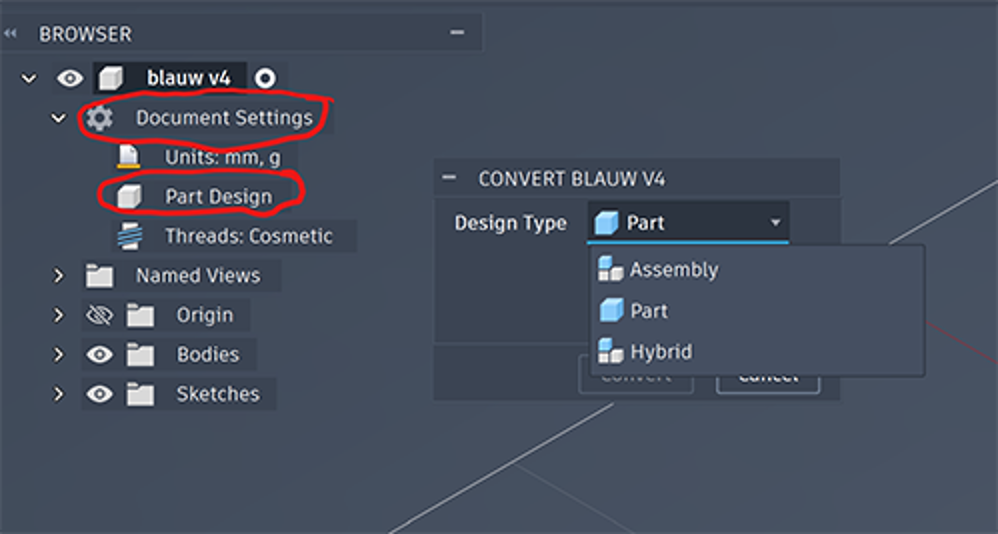 Settings en ontwerpfase wijzigen in Autodesk Fusion