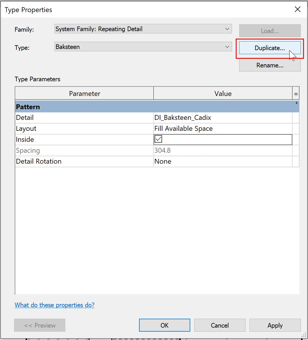 Printscreen Revit Properties