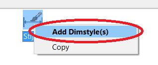 Printscreen AutoCAD functie: Add Dimstyle