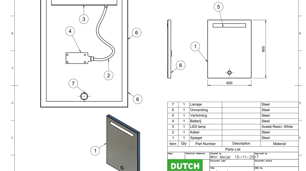 Werktekening spiegel