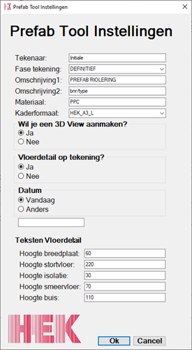 Instellingen Prefab Tool